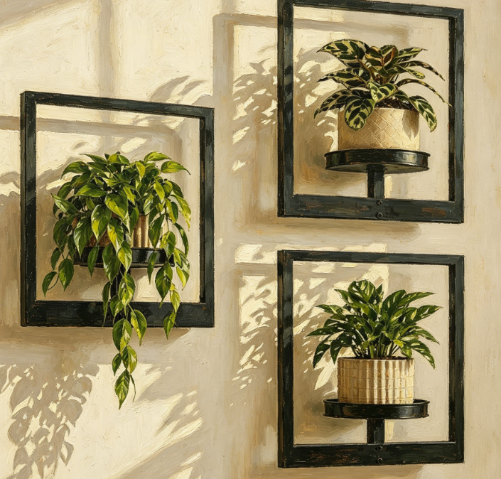 3-Piece Set of Hanging Planter Racks & Wall Planters - Image 2