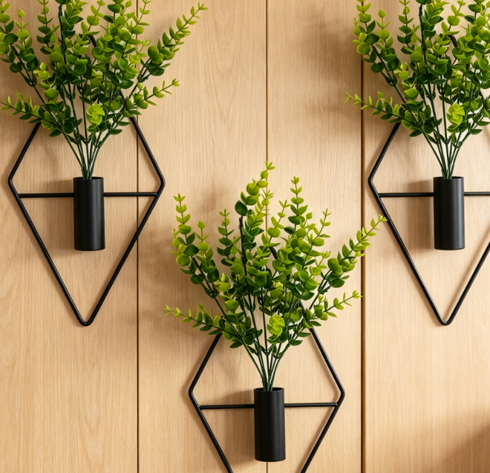 3-Piece Set of Artificial Plant Wall Decor & Wall Planters - Image 2