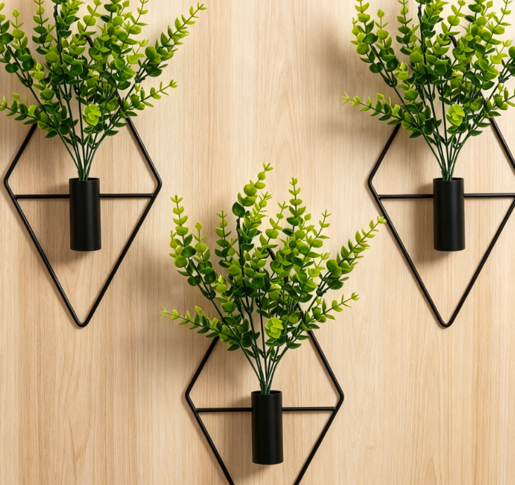 3-Piece Set of Artificial Plant Wall Decor & Wall Planters