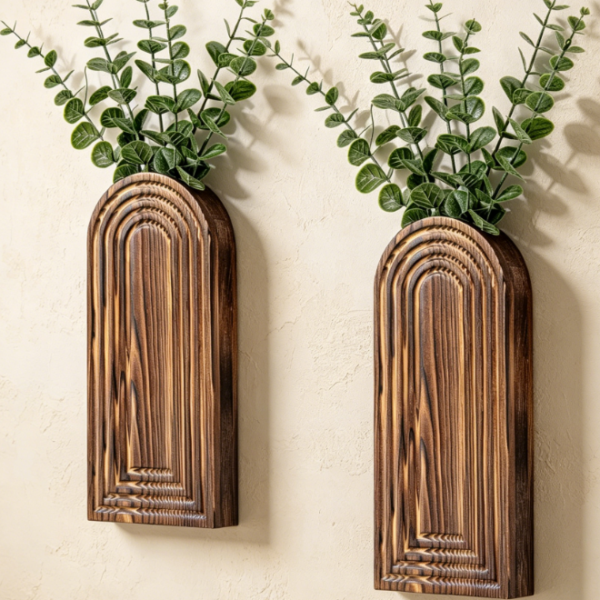 2-Piece Set of Wooden Wall Planters