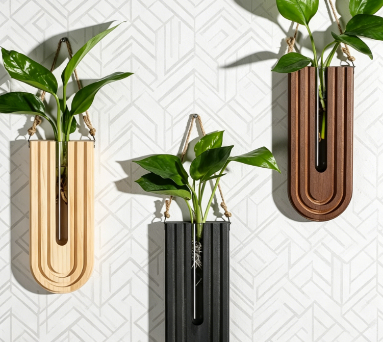 3-Piece Set of Wooden Wall Planters - Image 2