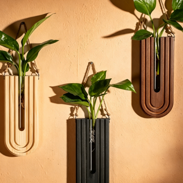 3-Piece Set of Wooden Wall Planters