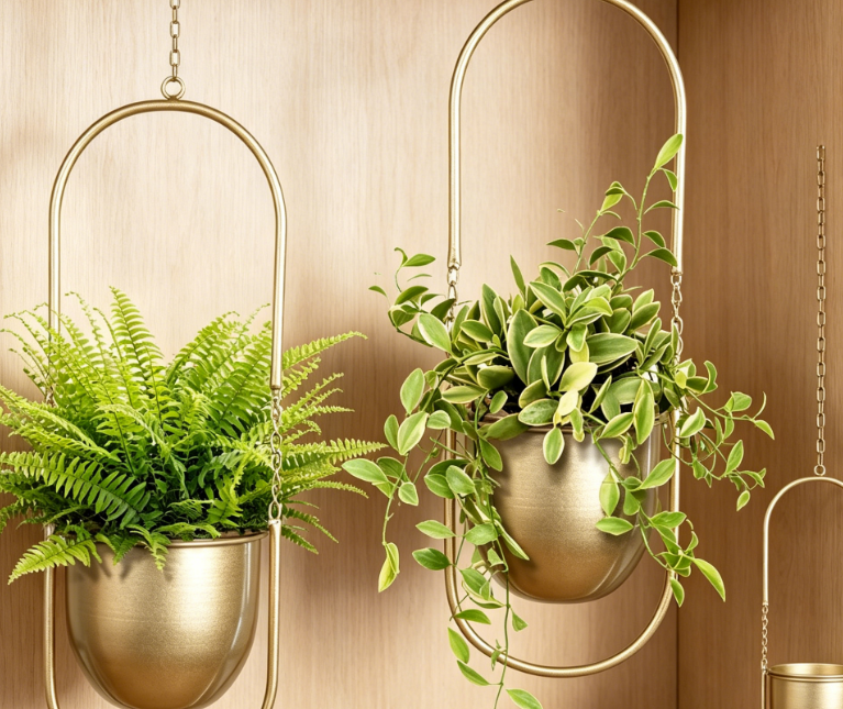 Gold Metal Wall Planter - Image 2