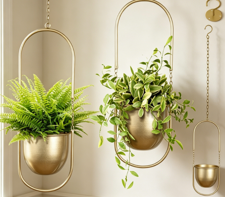 Gold Metal Wall Planter