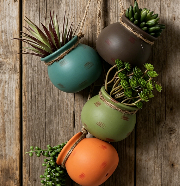 Faux Wood Hanging Planters (Set of 2) - Image 2