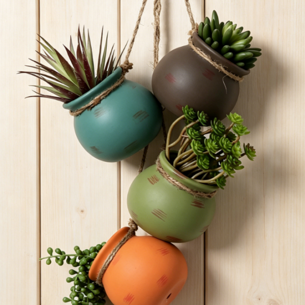 Faux Wood Hanging Planters (Set of 2)