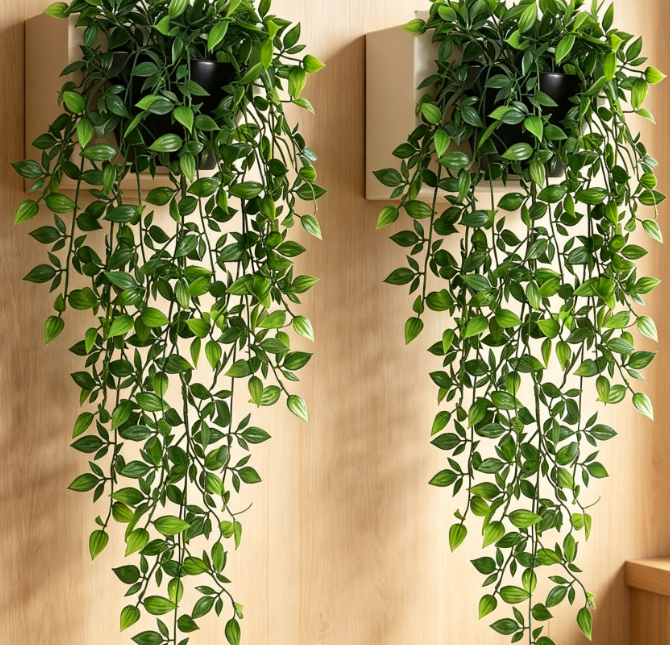 Gold Fern Hanging Planters (Set of 2) - Image 2