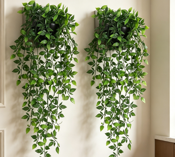 Gold Fern Hanging Planters (Set of 2)