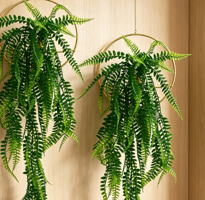 Large Wood-Base Faux Hanging Planter - Image 2