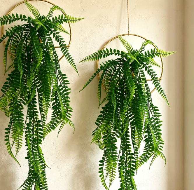 Large Wood-Base Faux Hanging Planter