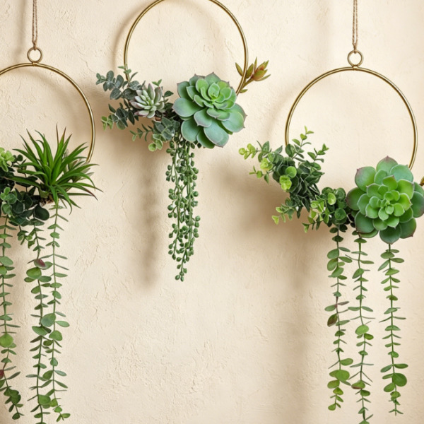 Wood-Base Hanging Planters (Set of 2)