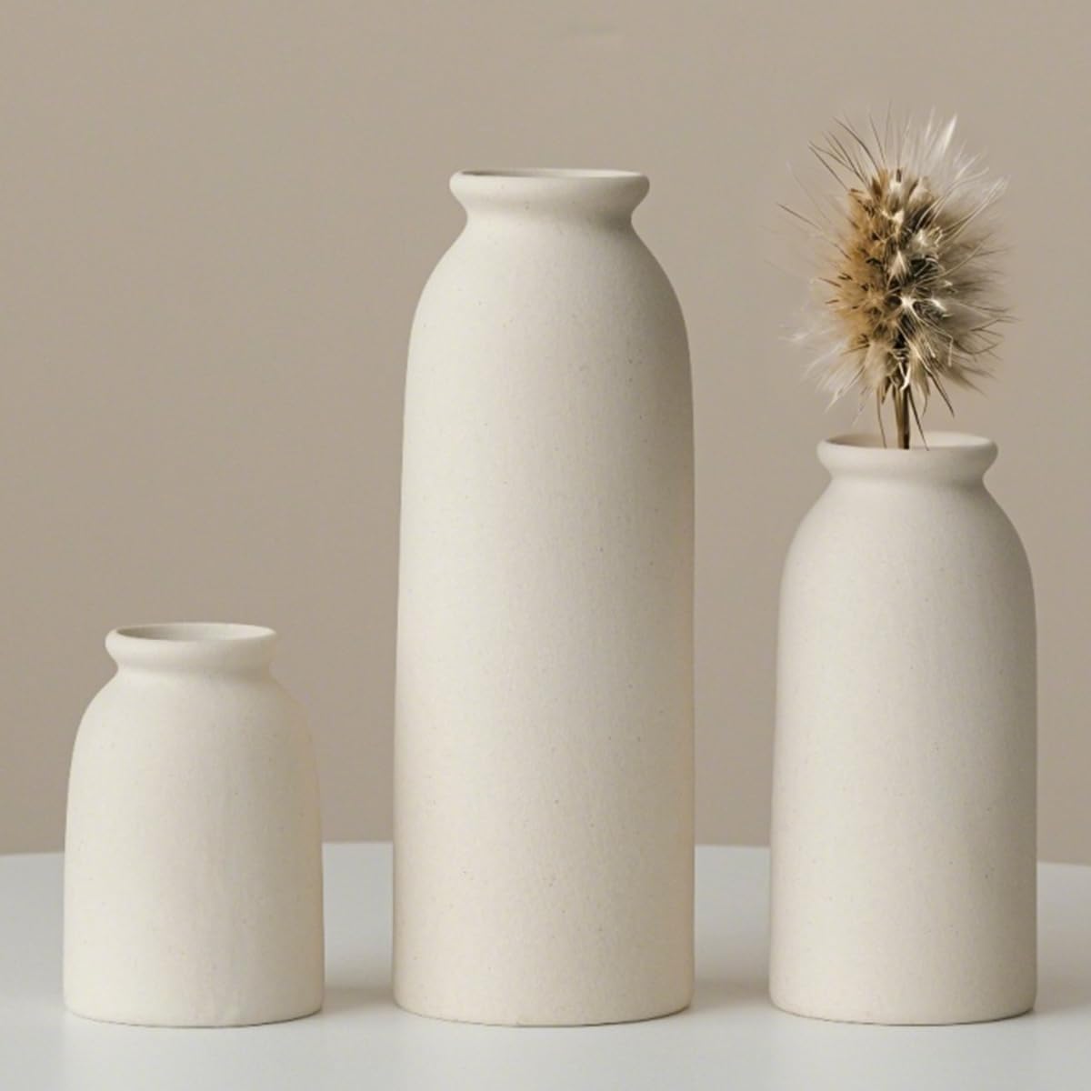 3-Piece Ceramic Vase Set, Bohemian Farmhouse Vase For Dried Flowers - Image 2