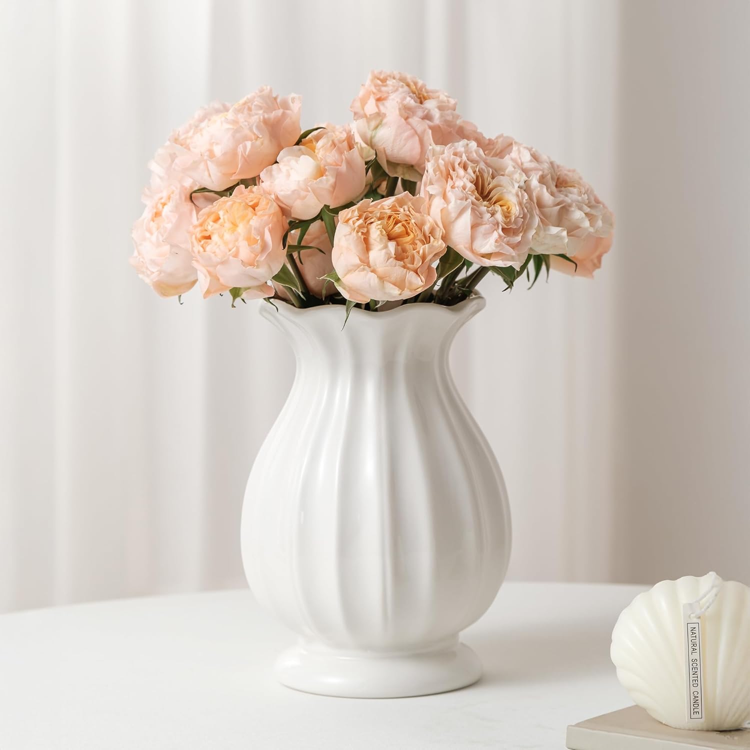 White Ceramic Vase, Modern Decorative Piece