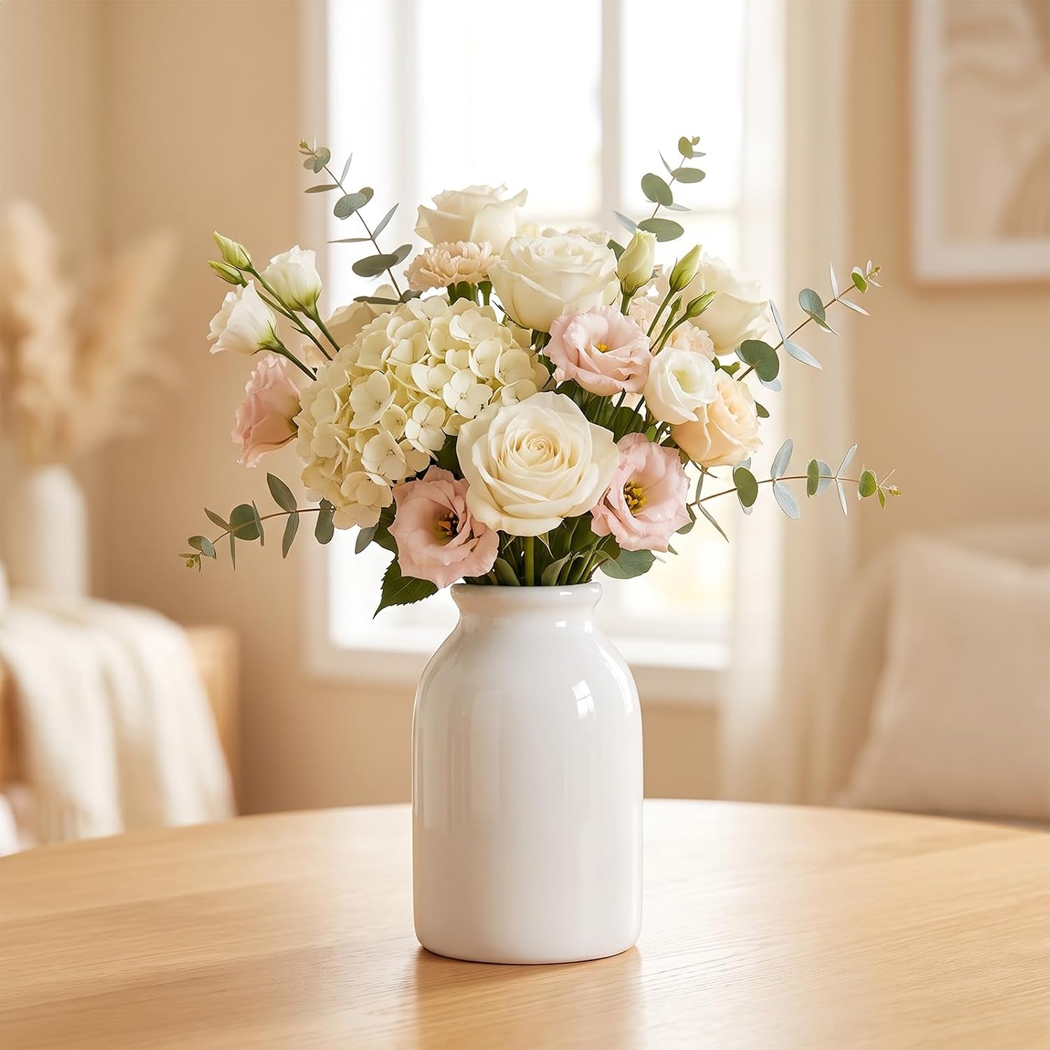 White Ceramic Vase, Modern Home Decor Piece