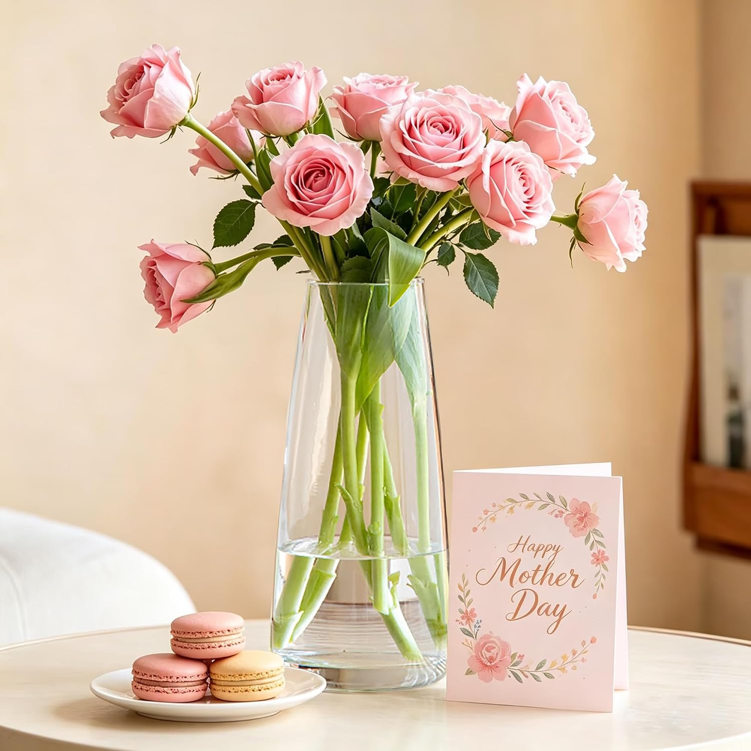 Modern Glass Vase, Clear Decorative Tabletop Piece - Image 2