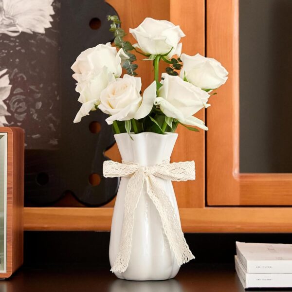White Ceramic Vase, Modern Decorative Ornament